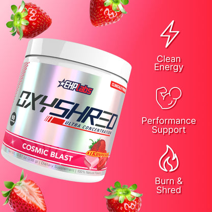 EHP Labs OxyShred Pre Workout Powder - Preworkout Powder with L Glutamine & Acetyl L Carnitine, Energy Boost Drink - Cosmic Blast, 60 Servings - PrimeBioHealth - canada supplements