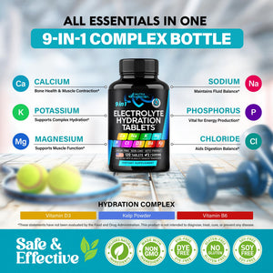 Electrolytes - Electrolyte Tablets with Magnesium, Sodium, Potassium, Chloride, Vitamins D3 & B6, Kelp Powder - Salt Pills - Made in USA - PrimeBioHealth - canada supplements