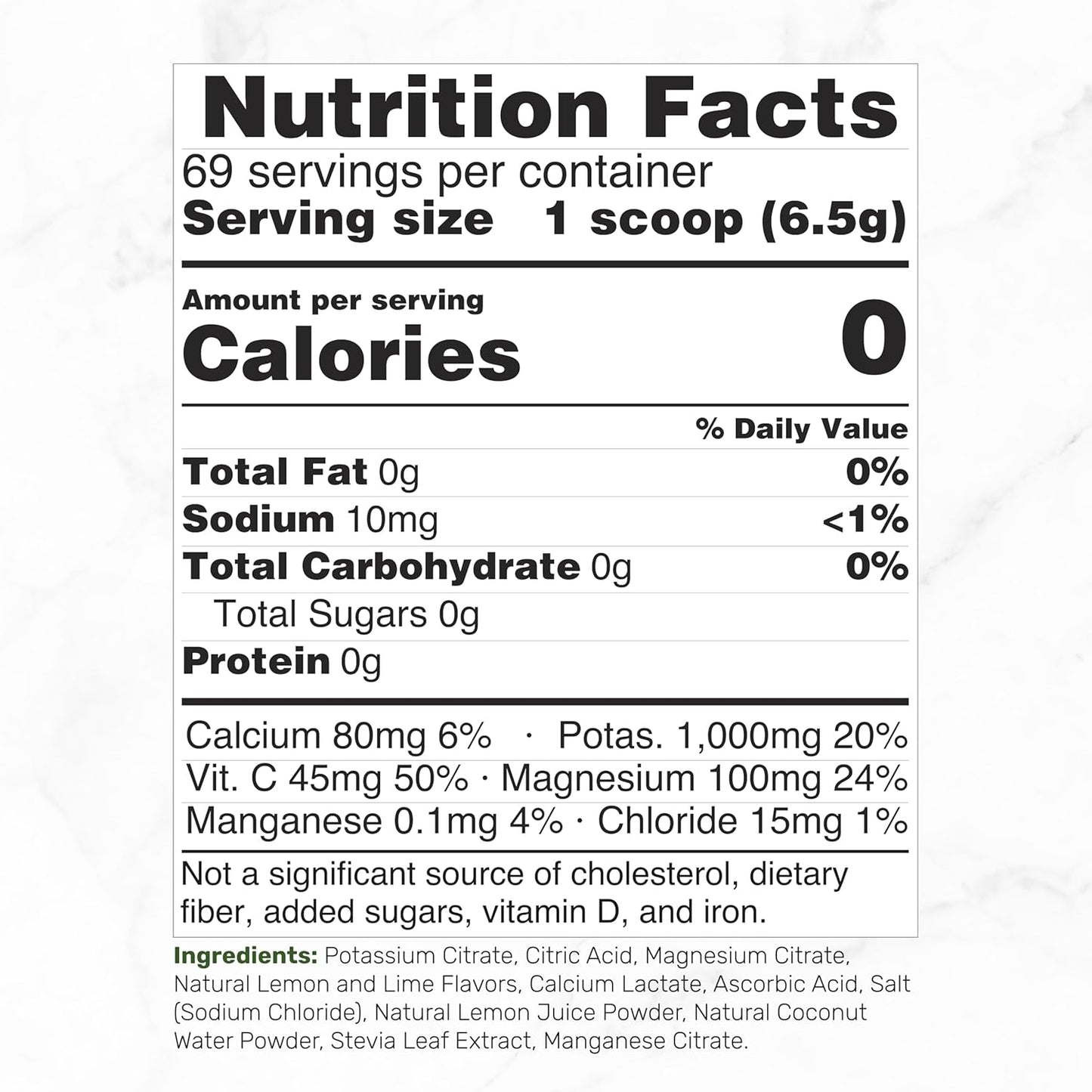 Electrolytes Powder, 1lb (69 Servings) – No Sugar, Lemon Lime – Hydration Supplement Drink Mix – High Potassium 1,000mg Per Serving, Manganese & Magnesium – Natural Hydration & Energy – Keto Friendly - PrimeBioHealth - canada supplements