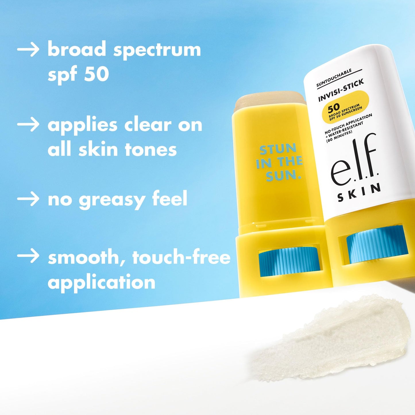 e.l.f. SKIN Suntouchable Invisi-Stick SPF 50, Clear Sunscreen For A Natural Finish, Made With Moisturizing Sunflower Seed Oil, Vegan & Cruelty-Free - PrimeBioHealth - canada supplements