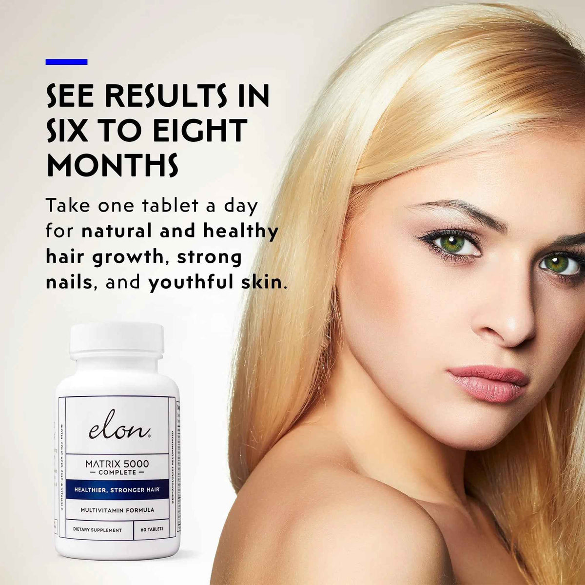 Elon Matrix 5000 Complete Multivitamin — Skin, Hair and Nail Growth Vitamins — Healthy Hair Growth Vitamins for Women & Men