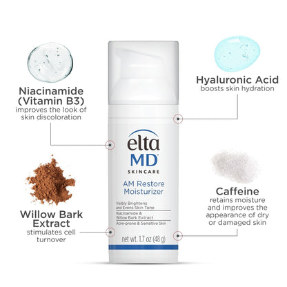 EltaMD AM Restore Face Moisturizer for Women and Men, Light Moisturizer Face Cream, Made with Niacinamide and Hyaluronic Acid, 1.7 oz Pump - PrimeBioHealth - canada supplements