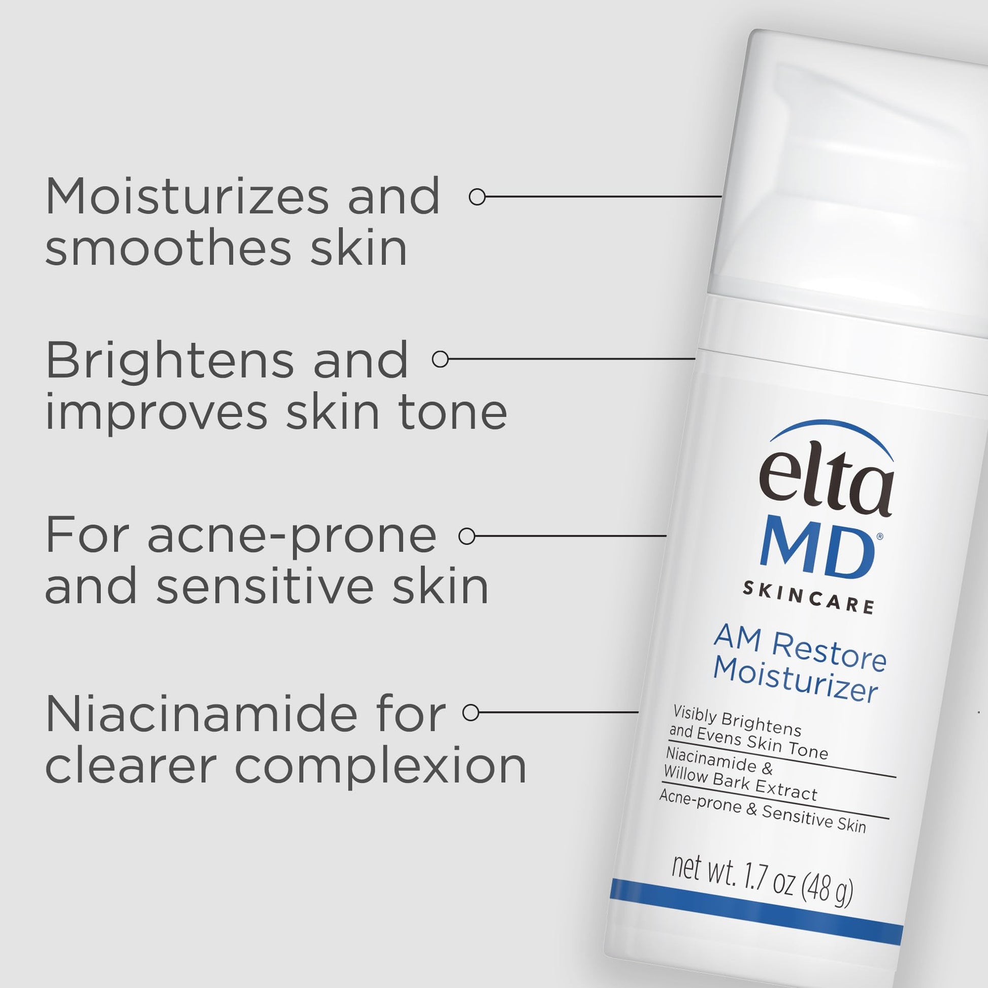 EltaMD AM Restore Face Moisturizer for Women and Men, Light Moisturizer Face Cream, Made with Niacinamide and Hyaluronic Acid, 1.7 oz Pump - PrimeBioHealth - canada supplements