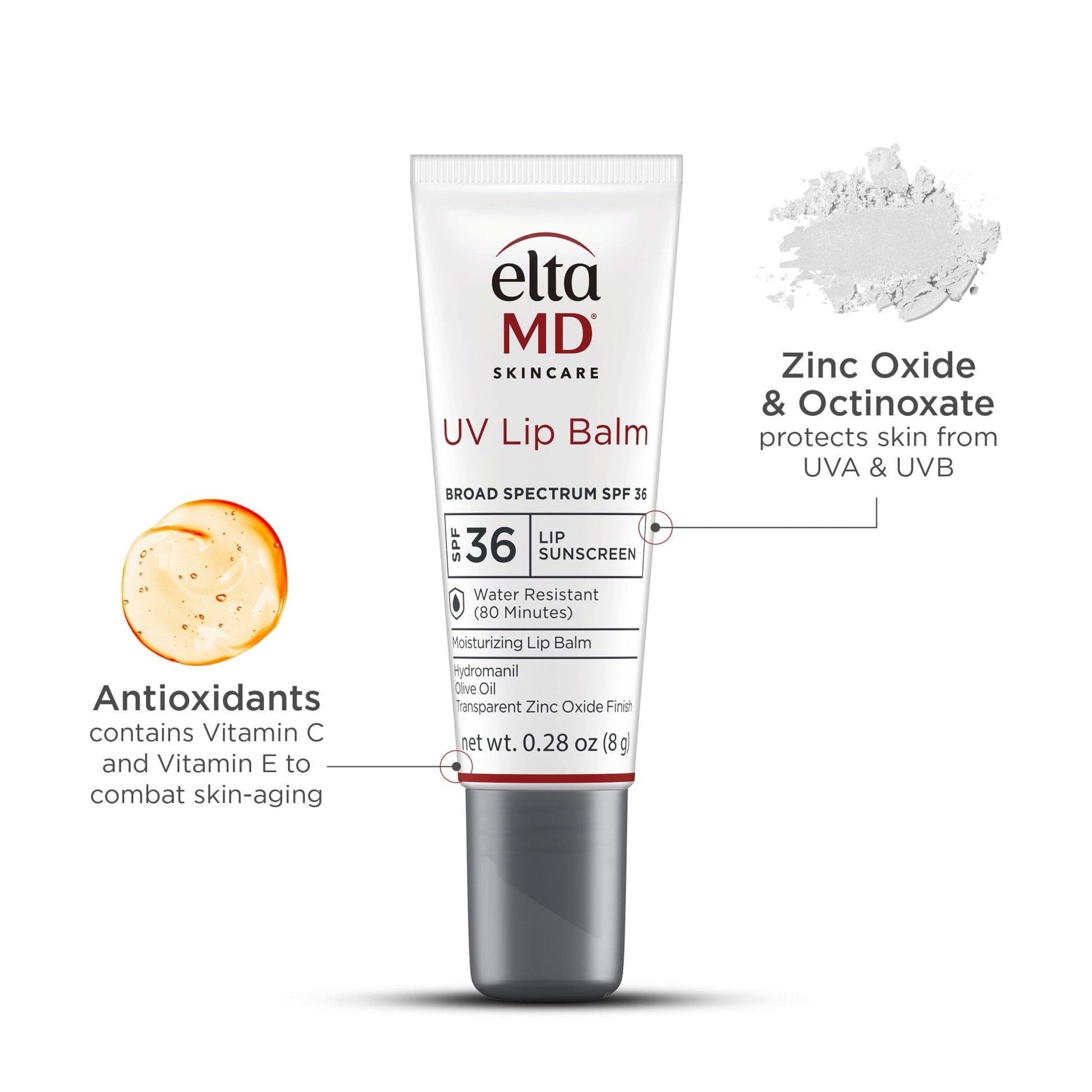 EltaMD UV Lip Balm SPF Sunscreen, Sunscreen Lip Balm with SPF 30+, Protects Dry Cracked Lips, Transparent Zinc Oxide, 0.28 Tube - PrimeBioHealth - canada supplements