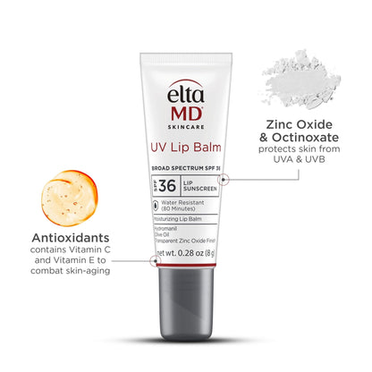 EltaMD UV Lip Balm SPF Sunscreen, Sunscreen Lip Balm with SPF 30+, Protects Dry Cracked Lips, Transparent Zinc Oxide, 0.28 Tube - PrimeBioHealth - canada supplements