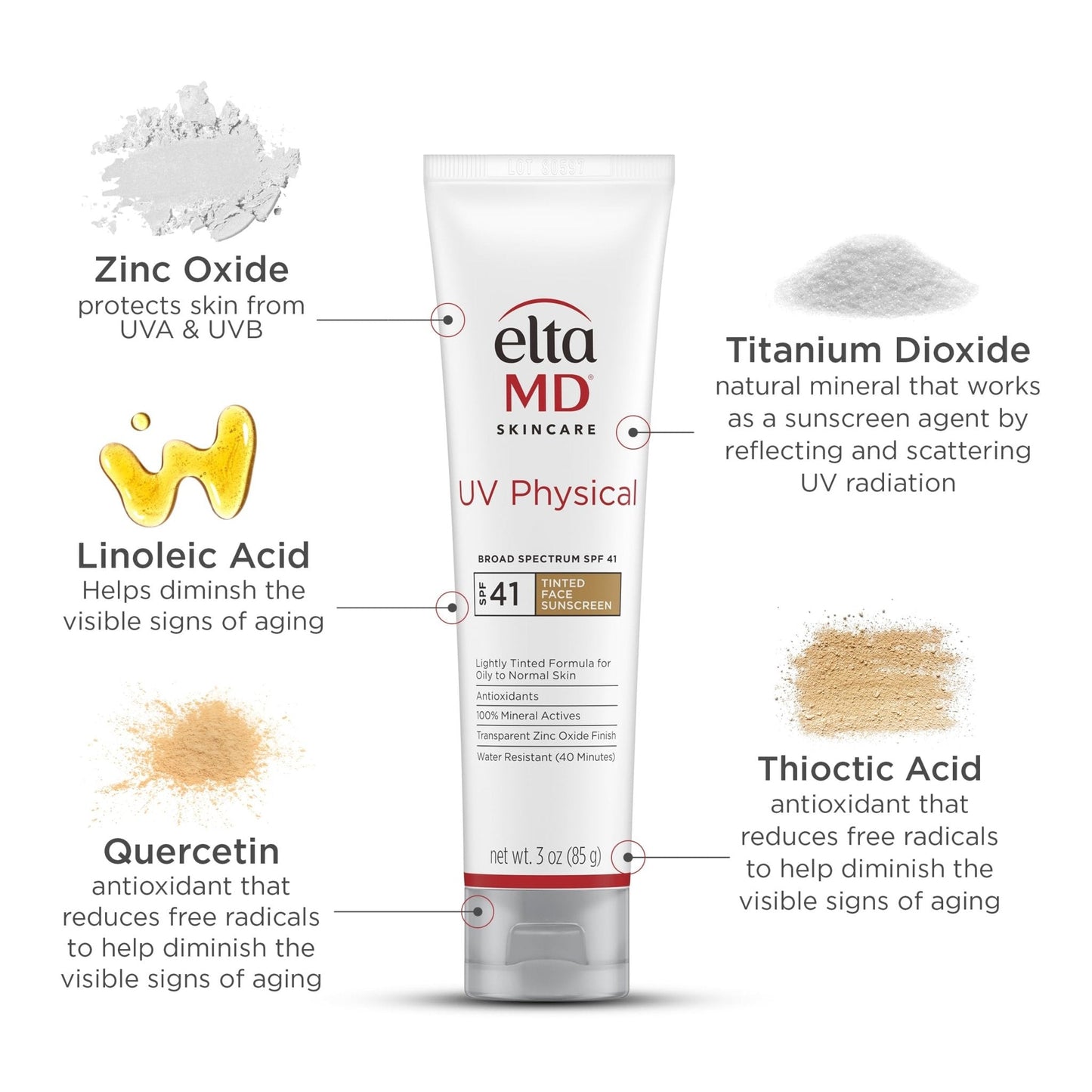 EltaMD UV Physical Tinted Mineral Sunscreen for Face SPF 41, 100% Mineral Actives Tinted Face Lotion, Water Resistant, Paraben-Free - PrimeBioHealth - canada supplements