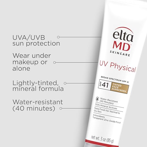 EltaMD UV Physical Tinted Mineral Sunscreen for Face SPF 41, 100% Mineral Actives Tinted Face Lotion, Water Resistant, Paraben-Free - PrimeBioHealth - canada supplements