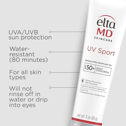 EltaMD UV Sport Sunscreen Lotion SPF 50 - Face and Body Sunscreen SPF 50, Water & Sweat Resistant - PrimeBioHealth - canada supplements