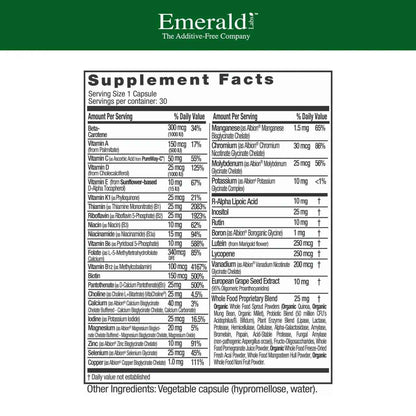 EMERALD LABS Complete 1-Daily Multi - Complete Multivitamin for Men & Women with Vitamin C, Methylated Folate, Whole-Food Blend