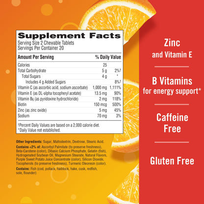 Emergen-C Chewable Vitamin C 1000mg, With B Vitamins And Antioxidants Tablet (40 Count, Orange Blast Flavor), Dietary Supplement - PrimeBioHealth - canada supplements