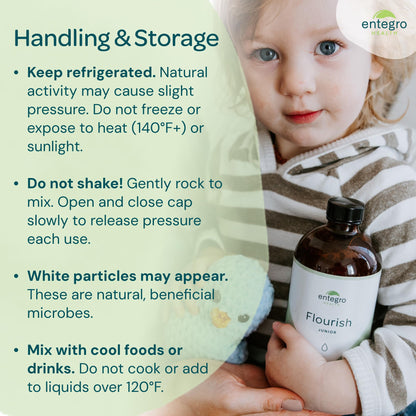 ENTEGRO Flourish Junior Liquid Probiotic & Postbiotic Supplement - Glass | 11 Live Cultures | Gut & Digestive Health for Women, Men & Kids | Organic, Vegan, Allergen Free | USA Made | 16 fl oz - PrimeBioHealth - canada supplements