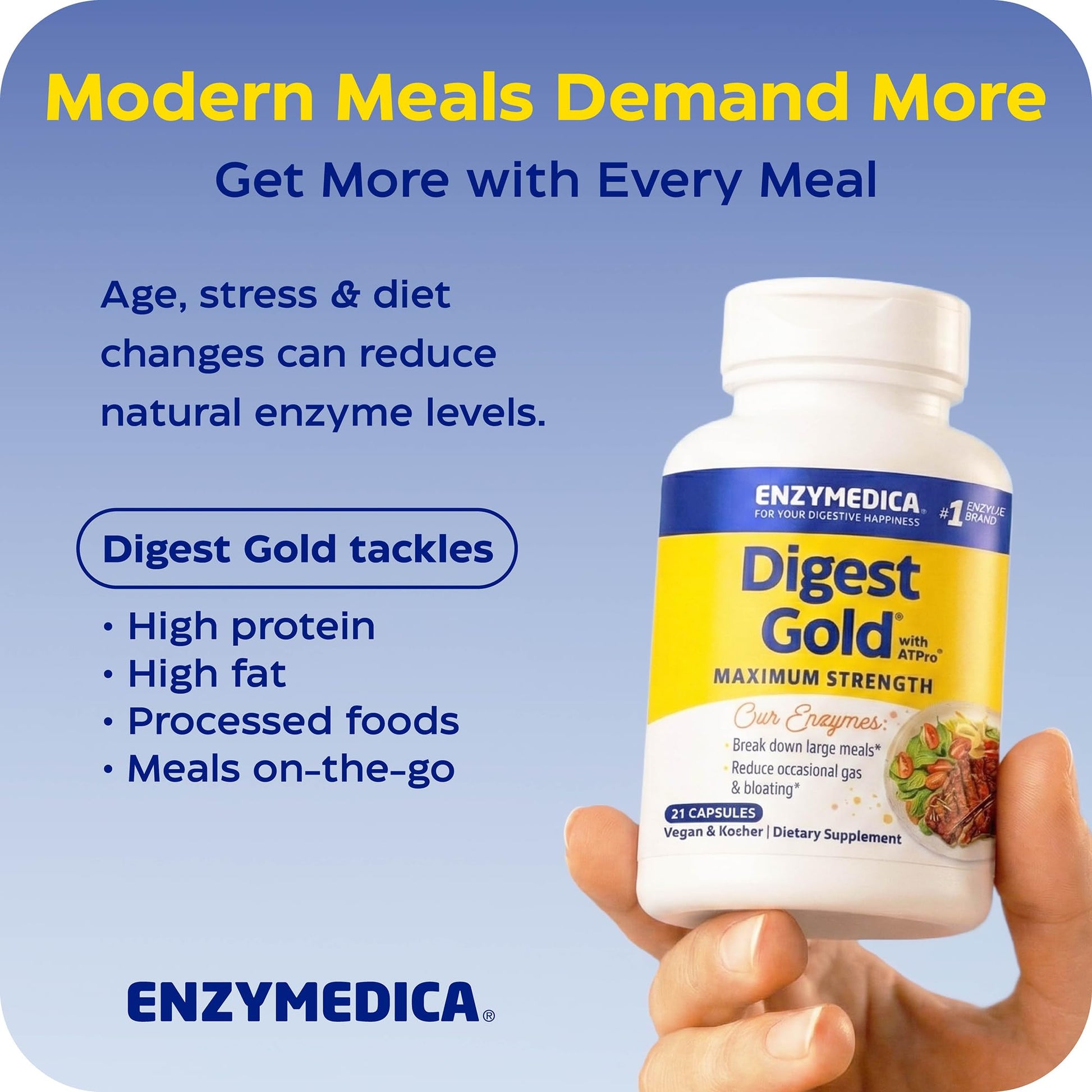 Enzymedica, Digest Gold + ATPro, Maximum Strength Enzymes, 45 Capsules - PrimeBioHealth - canada supplements