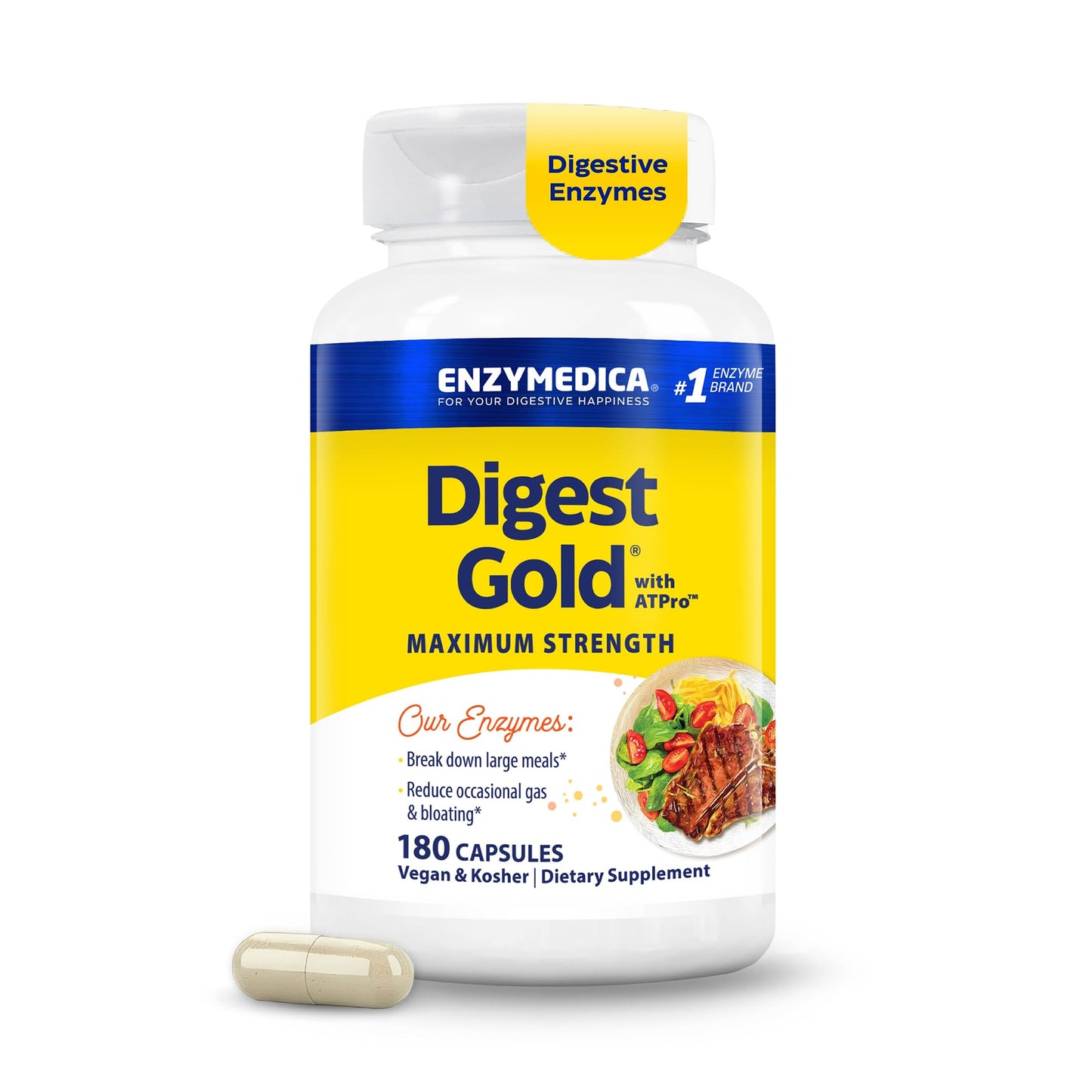 Enzymedica Digest Gold - Digestive Enzyme Supplement for Women & Men, Enzyme Capsules for Digestion, Gut Health Support, Helps Gas & Bloating, ATPro Energy Support, - PrimeBioHealth - canada supplements