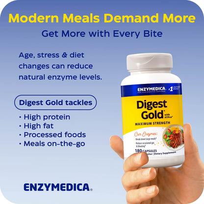Enzymedica Digest Gold - Digestive Enzyme Supplement for Women & Men, Enzyme Capsules for Digestion, Gut Health Support, Helps Gas & Bloating, ATPro Energy Support, - PrimeBioHealth - canada supplements