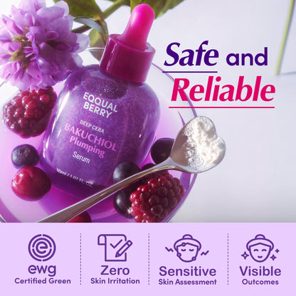 EQQUALBERRY Bakuchiol Plumping Face Serum - Retinol Natural Alternative for Sensitive Skin, with Niacinamide & Hyaluronic Acid - PrimeBioHealth - canada supplements