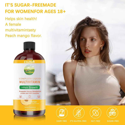 ESUNM Complete Liquid Multivitamin + Hair Growth, Promotes Energy Metabolism& Skin and Hair Function| Vitamin C D | B Vitamins |