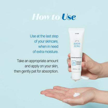 ETUDE SoonJung 2x Intensive Cream for Barrier Repair, Rich Moist, Madecassoside & Panthenol for Soothing, Face Moisturizer for Sensitive Skin - PrimeBioHealth - canada supplements