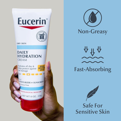 Eucerin Daily Hydration Broad Spectrum SPF 30 Sunscreen Body Cream for Dry Skin, Fragrance Free Sunscreen Moisturizer, 8 Oz Tube - PrimeBioHealth - canada supplements