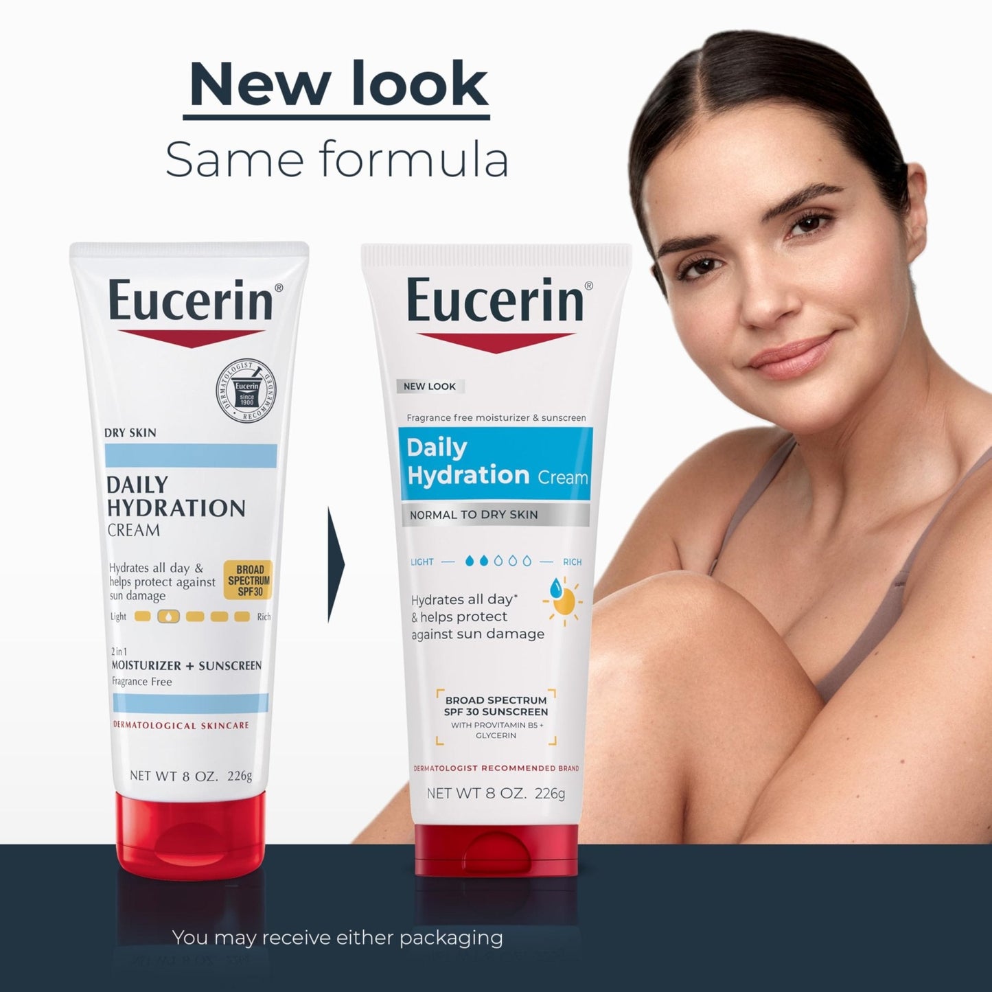 Eucerin Daily Hydration Broad Spectrum SPF 30 Sunscreen Body Cream for Dry Skin, Fragrance Free Sunscreen Moisturizer, 8 Oz Tube - PrimeBioHealth - canada supplements