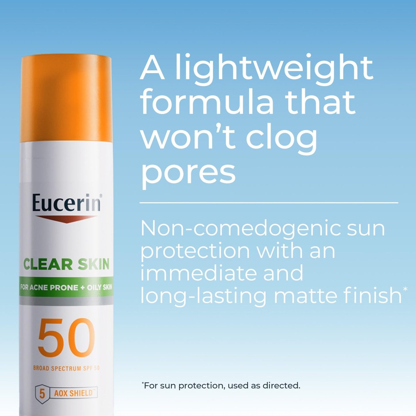 Eucerin Sun Clear Skin Face Sunscreen Lotion SPF 50 for Acne Prone and Oily Skin, Lightweight Sunscreen with Oil-Absorbing Minerals - PrimeBioHealth - canada supplements