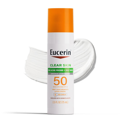 Eucerin Sun Clear Skin Face Sunscreen Lotion SPF 50 for Acne Prone and Oily Skin, Lightweight Sunscreen with Oil-Absorbing Minerals - PrimeBioHealth - canada supplements