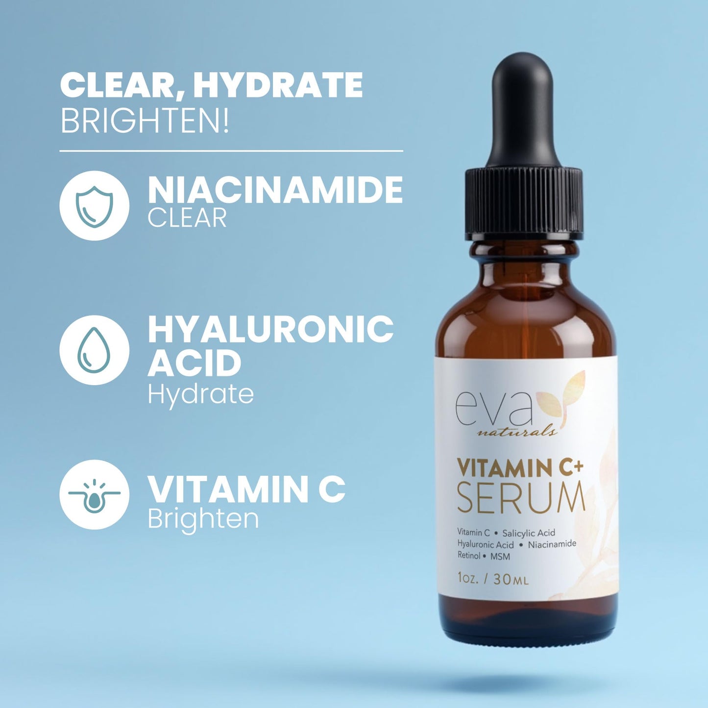 Eva Naturals Vitamin C Serum for Face – Anti Aging Dark Spot Remover & Corrector with Retinol, Hyaluronic Acid - PrimeBioHealth - canada supplements
