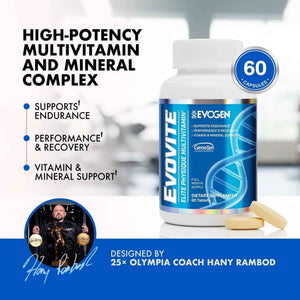 Evogen Evovite - Elite Physique Multivitamin for Women & Men | Advanced Formula for Endurance, Recovery, & Joint Health |