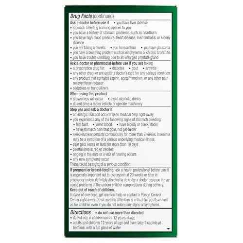 Excedrin PM for Headache Relief, Acetaminophen 250mg, Aspirin 250mg, Diphenhydramine Citrate 38mg, Pain Reliever, Nighttime Sleep-Aid, 100 Count