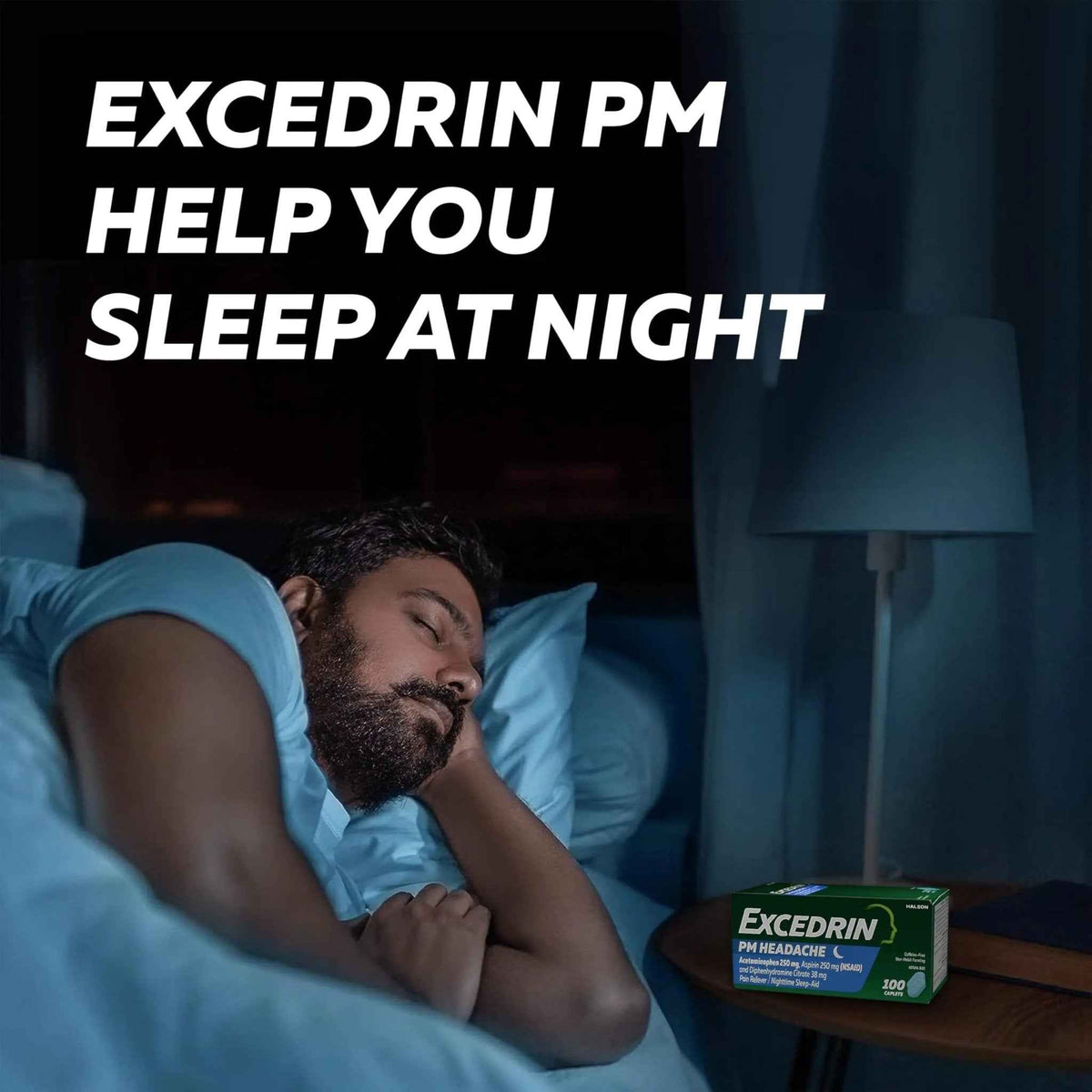 Excedrin PM for Headache Relief, Acetaminophen 250mg, Aspirin 250mg, Diphenhydramine Citrate 38mg, Pain Reliever, Nighttime Sleep-Aid, 100 Count