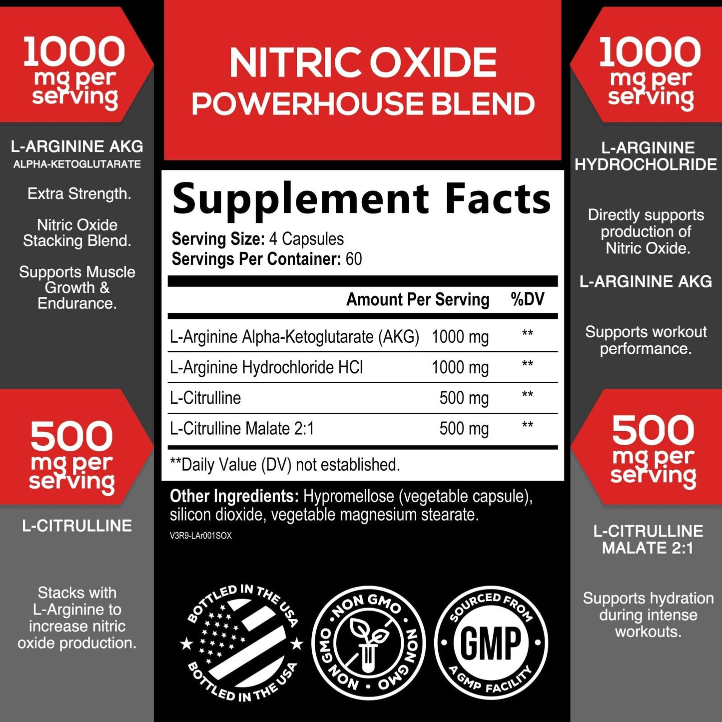 Extra Strength Nitric Oxide Booster - 3X Strength L-Arginine AKG & Citrulline Malate - Men & Women Premium Pre Workout Nitric Booster - Natural Energy & Muscle Support - PrimeBioHealth - canada supplements