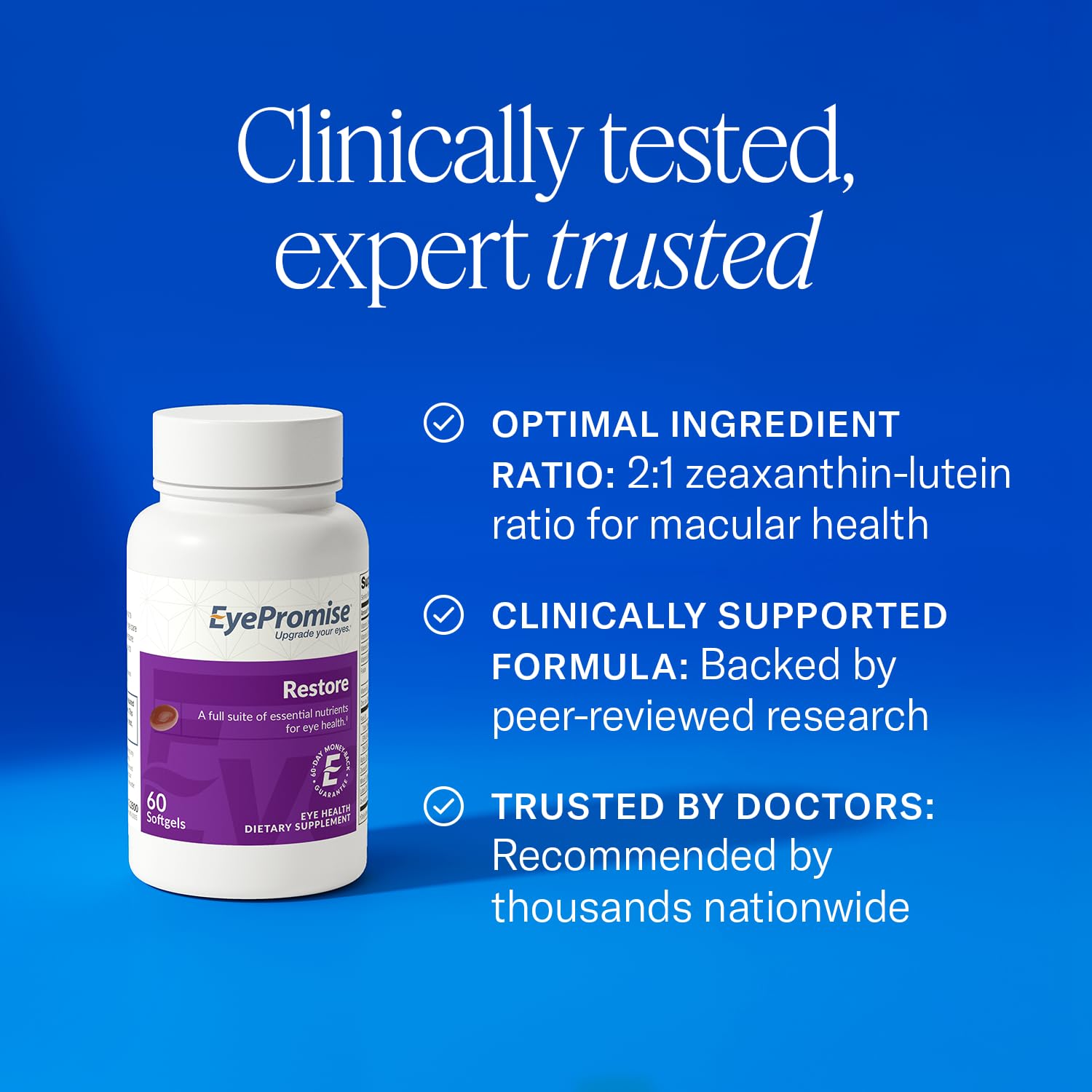 EyePromise Restore Eye Health Supplements - 60 Softgels, 30-Day Supply - Omega 3 Supplement for Aging Eyes with Lutein and Zeaxanthin, - PrimeBioHealth - canada supplements