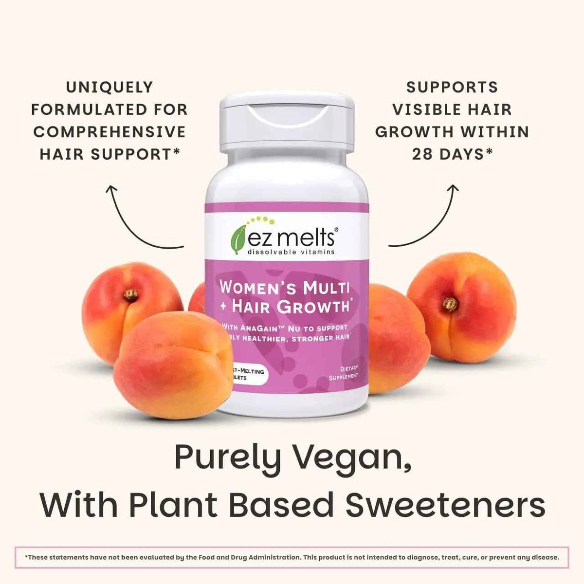 EZ Melts Women's Multi + Hair Growth - Daily Multivitamin for Women - Supports Healthy Energy Levels & Reduced Hair Shedding
