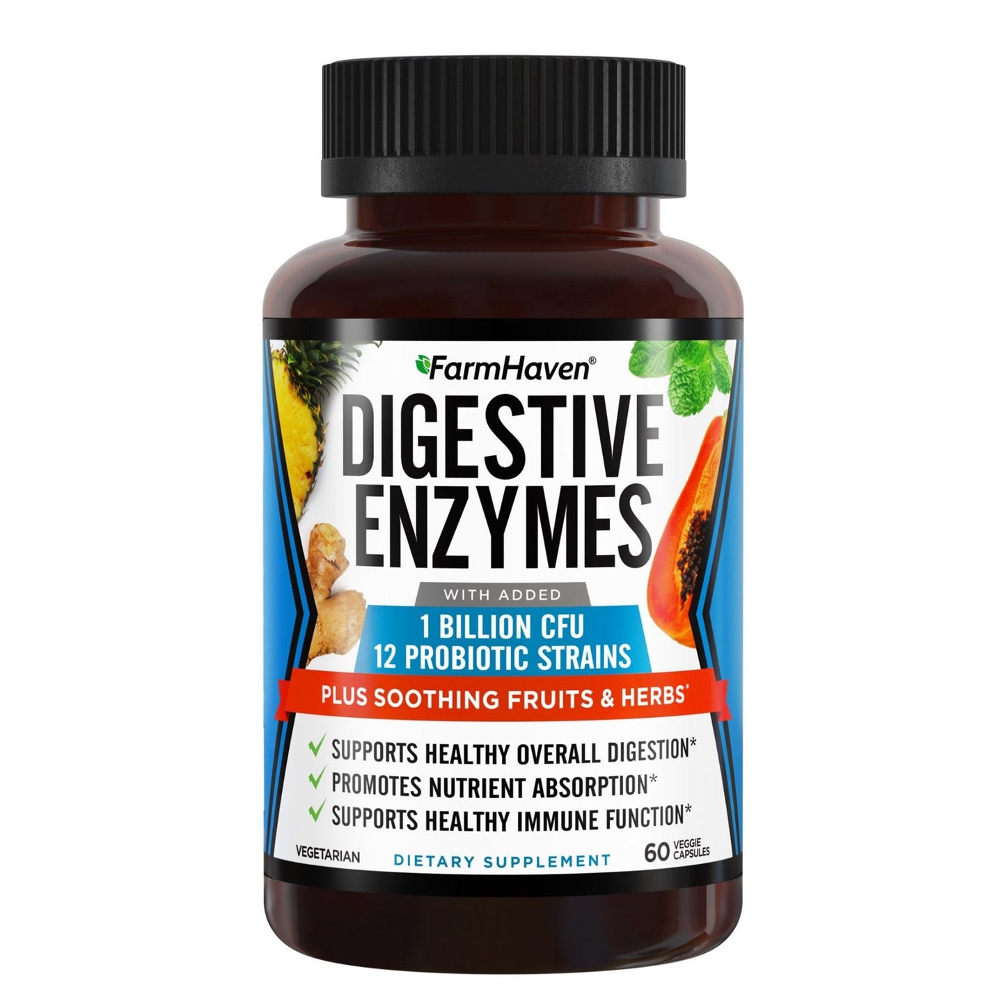 FarmHaven Digestive Enzymes with 18 Probiotics & Herbs | Papaya, Bromelain, Protease & More for Lactose Absorption & Better Digestion | Helps Bloating - PrimeBioHealth - canada supplements