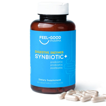 Feel Good Digestive Enzymes 4-in-1 Synbiotic+ – with Prebiotics, Probiotics & Postbiotics – Gut Health, Digestion & Bloating Relief - PrimeBioHealth - canada supplements