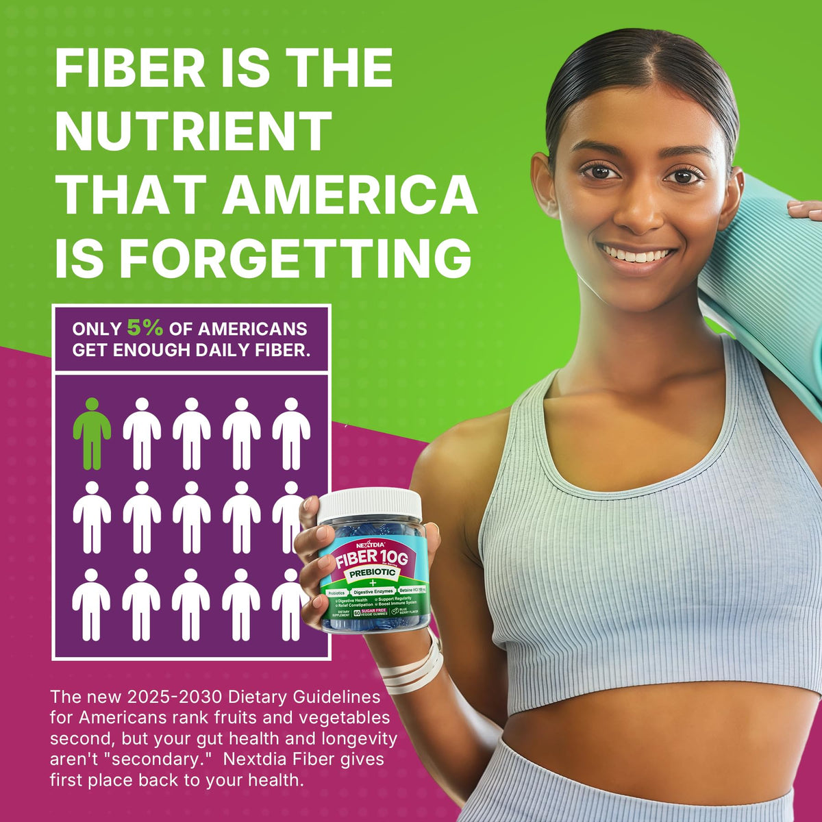 Fiber Gummies for Adults, Sugar Free 10g Prebiotic Fiber Supplement with Digestive Enzymes, Probiotics & 100mg Betaine for Digestive & Gut Health - PrimeBioHealth - canada supplements
