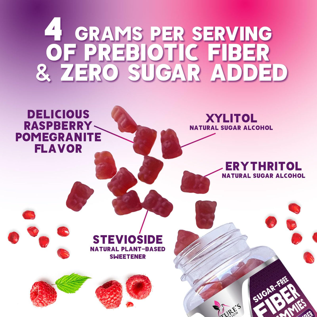Fiber Gummies – Sugar Free Prebiotic Plant-Based Fiber 4g per Serving Supplement - Improved Soluble Formula Supports Digestive Health & Regularity - Non-GMO, - PrimeBioHealth - canada supplements