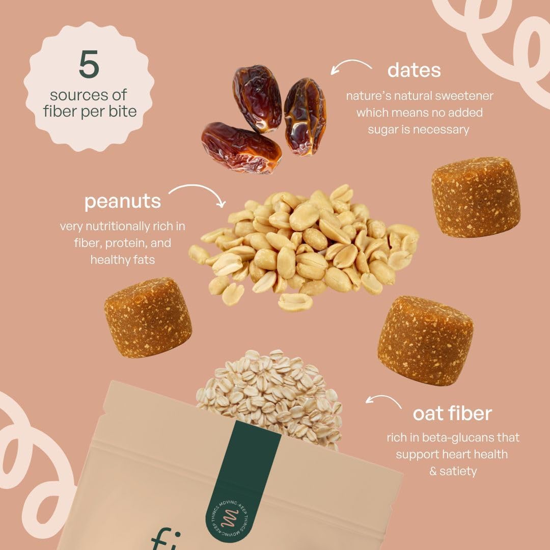 Fiome Fiber Bites - 5g Daily Fiber Supplement - Supports Regularity, Digestion and Gut Health - All Natural Ingredients, 30 Servings, Peanut Butter Flavor - PrimeBioHealth - canada supplements