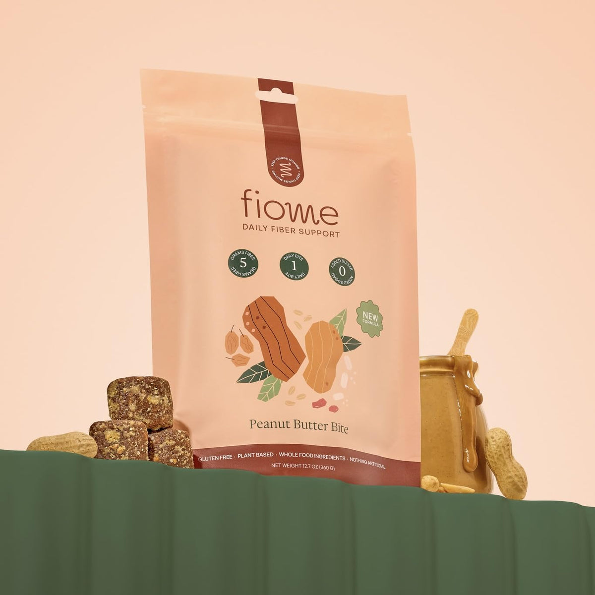 Fiome Fiber Bites - 5g Daily Fiber Supplement - Supports Regularity, Digestion and Gut Health - All Natural Ingredients, 30 Servings, Peanut Butter Flavor - PrimeBioHealth - canada supplements