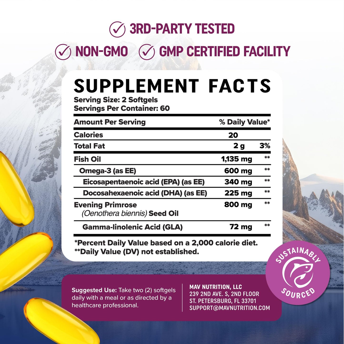 Fish Oil Omega 3 Supplements for Women | DHA + EPA | Heart Health, Hormone Balance, Skin & Wellness Support | 600MG Omega3 + 800MG Evening Primrose Oil - PrimeBioHealth - canada supplements