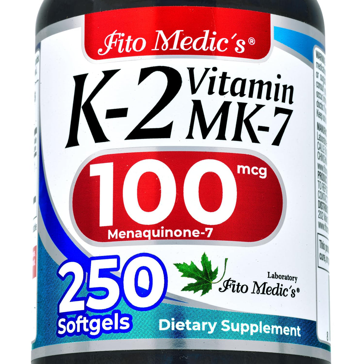 FITO MEDIC'S Lab | Vitamin k2 | k2 Vitamin Supplement | Vitamin k | 250 softgels | 100 mcg | - PrimeBioHealth - canada supplements