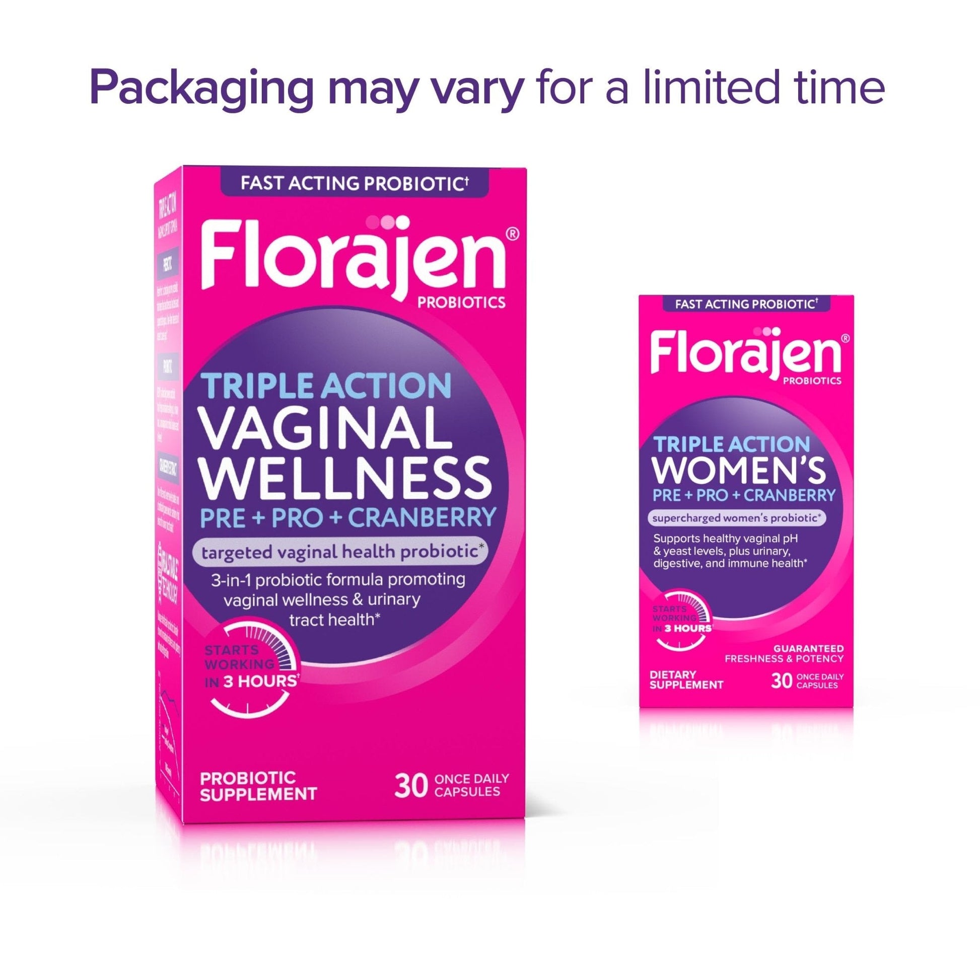 Florajen Women’s Triple-Action Probiotic, Prebiotic + Probiotic + Cranberry for Vaginal, Digestive, & Immune Support - Fast-Acting - PrimeBioHealth - canada supplements