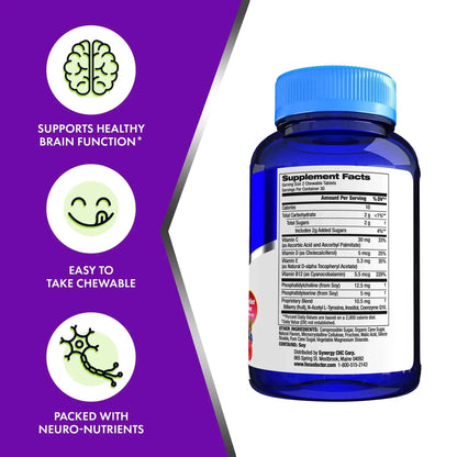 Focus Factor Kids Complete Daily Chewable Vitamins: Multivitamin & Neuro Nutrient (Brain Function) w/Vitamin B12, C, D3-60 Count