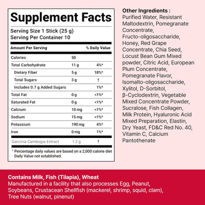 FOODOLOGY Coleology Cutting Stick Jelly (Pomegranate) – Dietary Fiber Supplement for Healthy Weight Management, Chia Seeds & Garcinia Cambogia - PrimeBioHealth - canada supplements
