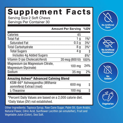 Force Factor Amazing Ashwa Complete Calm Support with KSM-66 Ashwagandha, Like Ashwangandha Gummies to Promote Calm & Relaxation with Magnesium & L-Theanine, - PrimeBioHealth - canada supplements
