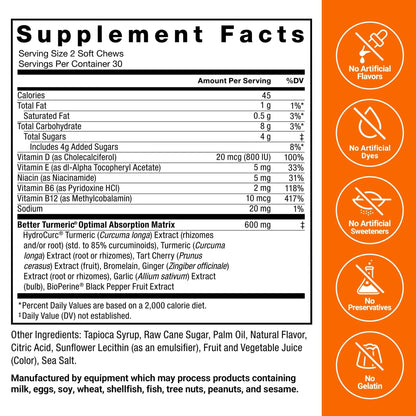 FORCE FACTOR Better Turmeric Supplement 400mg with Black Pepper & Ginger, Extra Strength Joint Support, Superior Absorption - PrimeBioHealth - canada supplements