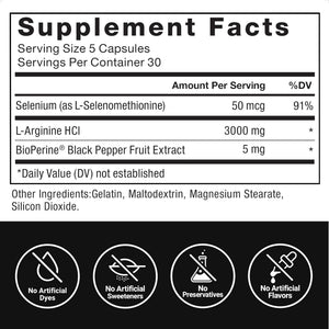 Force Factor L-Arginine Nitric Oxide Supplement with BioPerine to Help Build Muscle and Support Stronger Blood Flow, Circulation, Nutrient Delivery - PrimeBioHealth - canada supplements