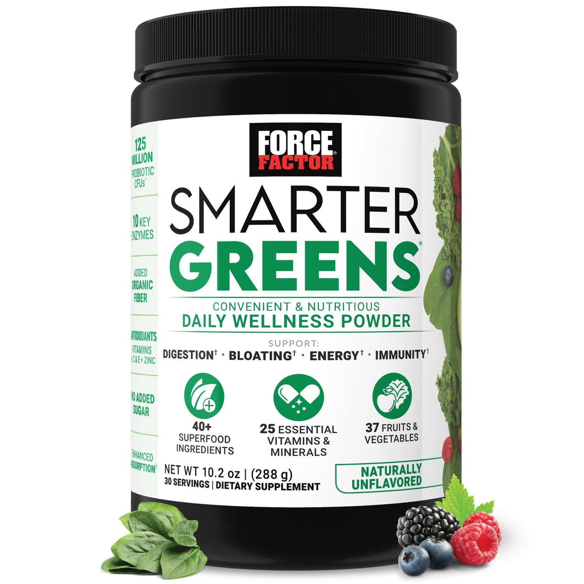 Force Factor Smarter Greens Daily Wellness Powder, Greens Superfood Powder to Support Gut Health, Bloating, & Digestion, with 40+ Superfoods - PrimeBioHealth - canada supplements