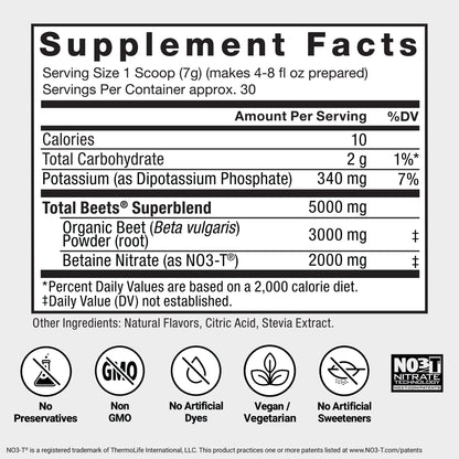 Force Factor Total Beets Drink Mix Superfood Powder with Nitrates to Support Circulation, Blood Flow, Nitric Oxide, Energy, Endurance, and Stamina - PrimeBioHealth - canada supplements