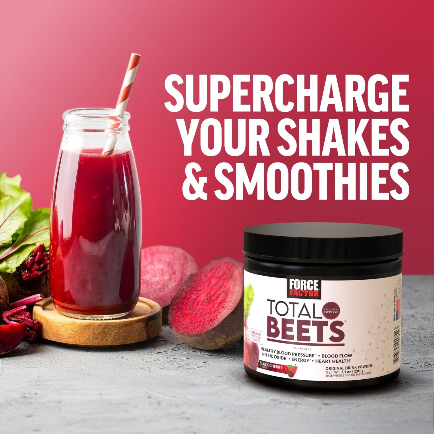 Force Factor Total Beets Drink Mix Superfood Powder with Nitrates to Support Circulation, Blood Flow, Nitric Oxide, Energy, Endurance, and Stamina - PrimeBioHealth - canada supplements