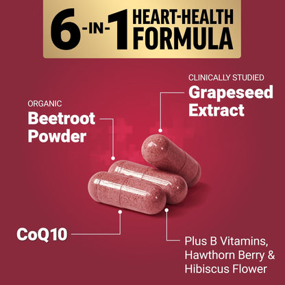 Force Factor Total Beets Ultimate Heart Health, Beet Root Capsules for Blood Pressure Support, CoQ10, Organic Beet Root Powder, Hawthorn Berry - PrimeBioHealth - canada supplements